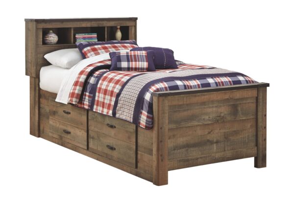 Trinell - Brown - Twin Bookcase Bed with 2 Storage Drawers