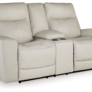 Mindanao - Coconut - Power Reclining Loveseat With Console / Adj Hdrst
