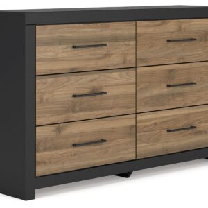 Vertani - Black / Honey Brown - Six Drawer Dresser