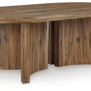 Austanny - Warm Brown - Oval Cocktail Table