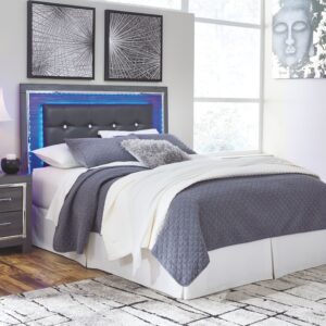 Lodanna - Gray - Queen Upholstered Panel Headboard with Bolt on Bed Frame