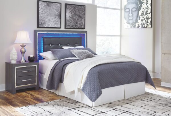 Lodanna - Gray - Queen Upholstered Panel Headboard with Bolt on Bed Frame
