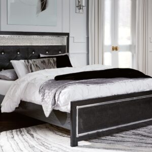 Kaydell - Black - Queen Upholstered Glitter Panel Bed