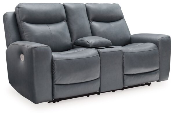 Mindanao - Steel - Power Reclining Loveseat with Console /Adj Hdrst