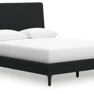 Cadmori - Black - Queen Upholstered Bed With Roll Slats