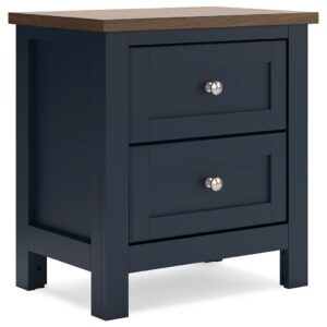 Landocken - Brown / Blue - Two Drawer Night Stand