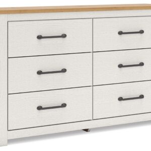 Linnocreek - White / Warm Brown - Six Drawer Dresser