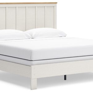 Linnocreek - White / Warm Brown - King Panel Bed