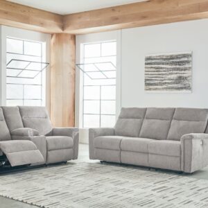 Barnsana - Ash - 2 Pc. - Power Reclining Sofa, Power Reclining Loveseat