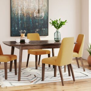 Lyncott - Brown / Yellow - 5 Pc. - Butterfly Extension Table, 4 Side Chairs
