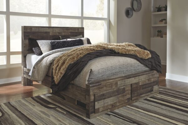 Derekson - Multi Gray - Queen Panel Bed with 2 Storage Drawers