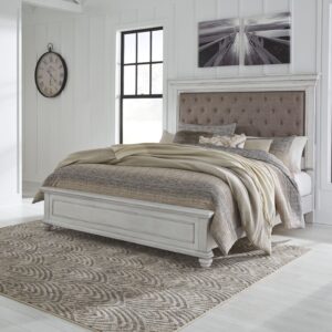 Kanwyn - Whitewash - Queen Upholstered Panel Bed