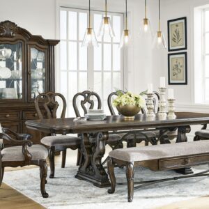 Maylee - Dark Brown - 11 Pc. - Dining Extension Table, 4 Side Chairs, 2 Arm Chairs, Storage Bench, Buffet And Hutch