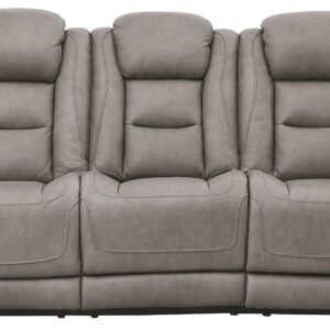 The Man-Den - Gray - PWR REC Sofa with ADJ Headrest