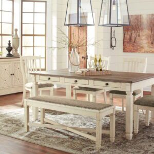 Bolanburg - Beige - 7 Pc. - Dining Room Table, 4 Side Chairs, Bench, Server