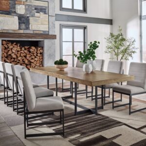 Tomtyn - Light Brown - 9 Pc. - Rectangular Dining Extension Table, 8 Side Chairs