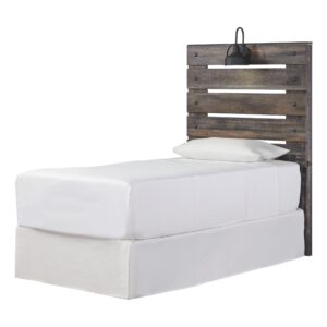 Drystan - Brown / Beige - Twin Panel Headboard with Bolt on Bed Frame