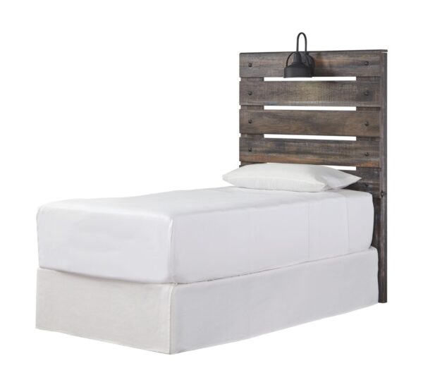 Drystan - Brown / Beige - Twin Panel Headboard with Bolt on Bed Frame
