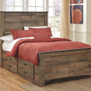 Trinell - Brown - Full Panel Bed with 2 Storage Drawers
