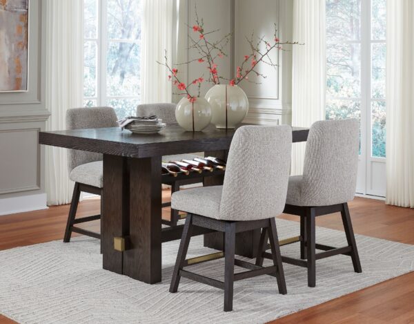 Burkhaus - Dark Brown - 5 Pc. - Rectangular Counter Table, 4 Barstools