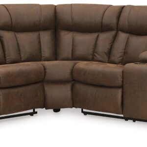 Trail Boys - Walnut - 2-Piece Reclining Sectional With Raf Reclining Loveseat With Console