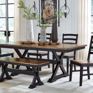 Wildenauer - Brown / Black - 6 Pc. - Extension Table, 4 Side Chairs, Bench