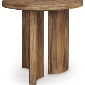 Austanny - Warm Brown - Round End Table