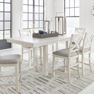 Robbinsdale - Antique White - 7 Pc. - Rectangular Counter Height Dining Extension Table, 6 Barstools