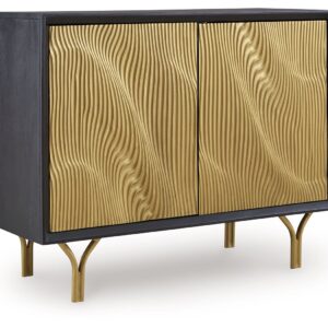 Tayner - Black / Gold Finish - Accent Cabinet