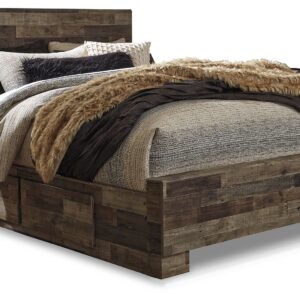 Derekson - Multi Gray - Queen Panel Bed With 2 Under Bed Storage Drawers