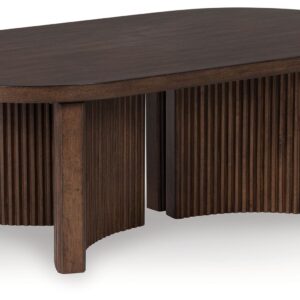 Korestone - Dark Brown - Oval Cocktail Table