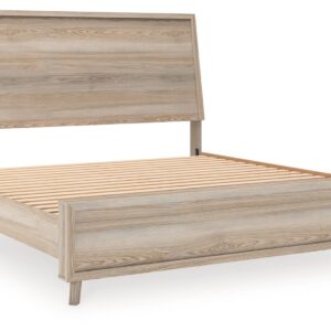 Hasbrick - Tan - King Panel Bed With Framed Panel Footboard