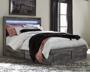 Baystorm - Gray - Queen Panel Bed with 6 Storage Drawers