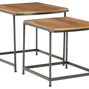 Drezmoore - Light Brown / Black - Nesting End Tables (Set of 2)