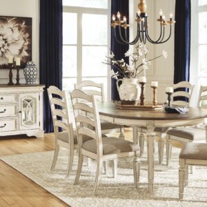 Realyn - White - 7 Pc. - Oval Extension Table, 6 Ladderback Side Chairs
