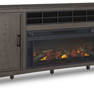 Montillan - Grayish Brown - 84" TV Stand With Electric Fireplace