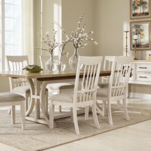 Shaybrock - Antique White / Brown - 8 Pc. - Rectangular Dining Room Extension Table, 6 Side Chairs, Server