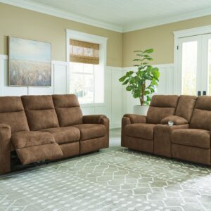 Edenwold - Brindle - 2 Pc. - Reclining Sofa, Reclining Loveseat With Console