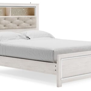 Altyra - White - Queen Panel Bookcase Bed With Roll Slats