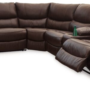 Family Circle - Dark Brown - 3-Piece Power Reclining Sectional With Raf Power Reclining Loveseat With Console
