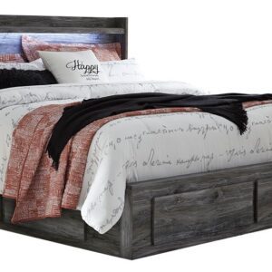Baystorm - Gray - King Panel Bed With 4 Storage Drawers