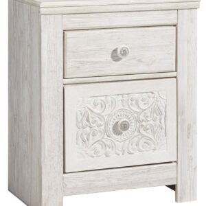 Paxberry - Whitewash - Two Drawer Night Stand
