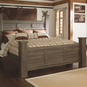 Juararo - Dark Brown - King Poster Bed