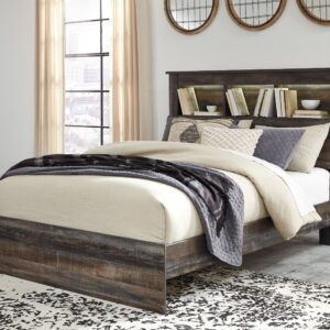 Drystan - Brown / Beige - Queen Panel Bookcase Bed