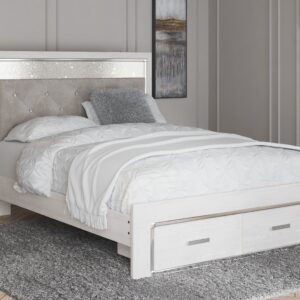 Altyra - White - Queen Panel Bed with Footboard Storage