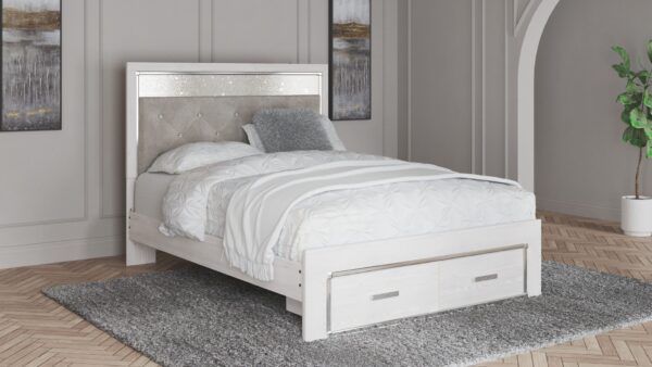 Altyra - White - Queen Panel Bed with Footboard Storage
