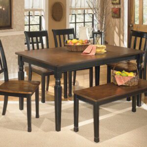 Owingsville - Dark Brown - 6 Pc. - Dining Room Table, 4 Side Chairs, Bench