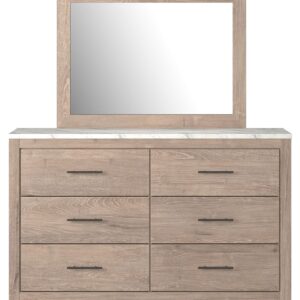 Senniberg - Light Brown / White - Dresser, Mirror