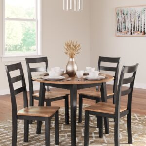 Gesthaven - Natural / Brown - 5 Pc. - Round Dining Room Drop Leaf Table, 4 Side Chairs