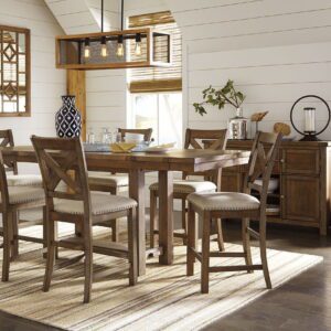 Moriville - Dark Gray - 8 Pc. - Counter Extension Table, 6 Barstools, Server